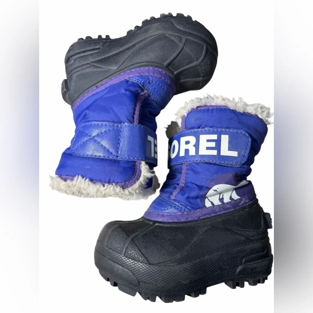 Sorel toddler Snow Commander Kids Snow Boot black and blue US 6